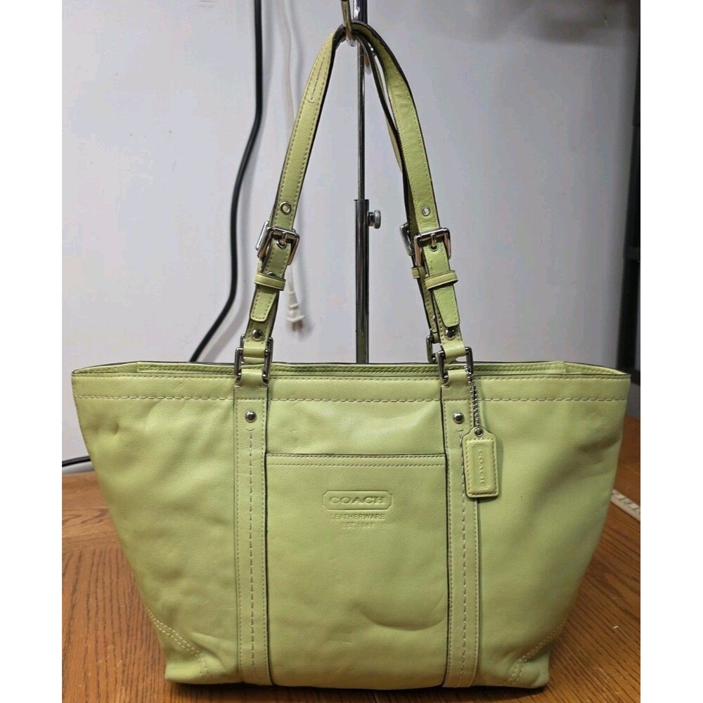 Coach Leatherware Lime Green Leather East West Tote Bag F13098